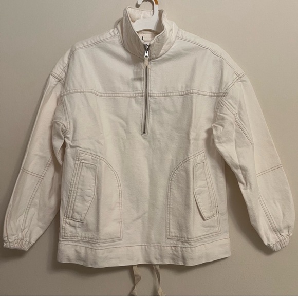 LNDN London denim Cream Quarter-Zip Pullover Jacket Size XL - Picture 1 of 9